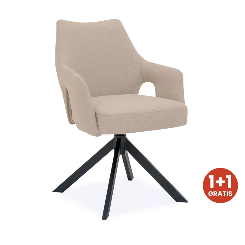 Armstoel Carita (draaibaar) 1+1 GRATIS - Barrel Creme