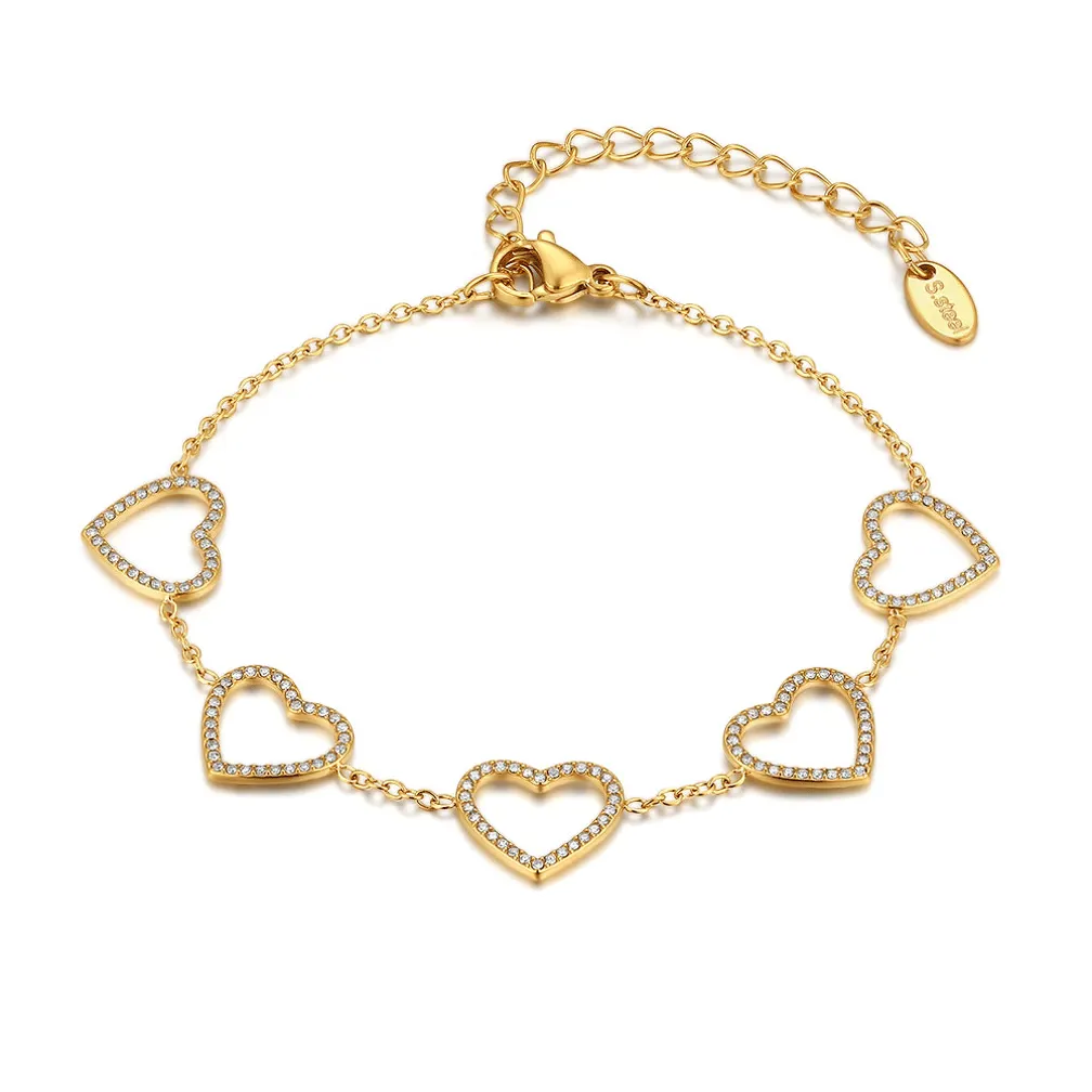 Armband in edelstaal, hartjes