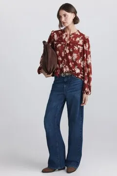 Blusa estampada volantes lace