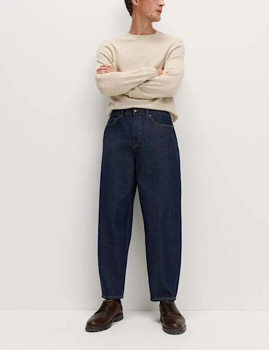 Steife Barrel Fit Jeans aus reiner Baumwolle