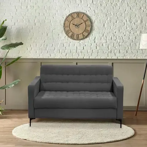 Sofa 2 Plazas Capitonado Ls Pavender Gris Ox