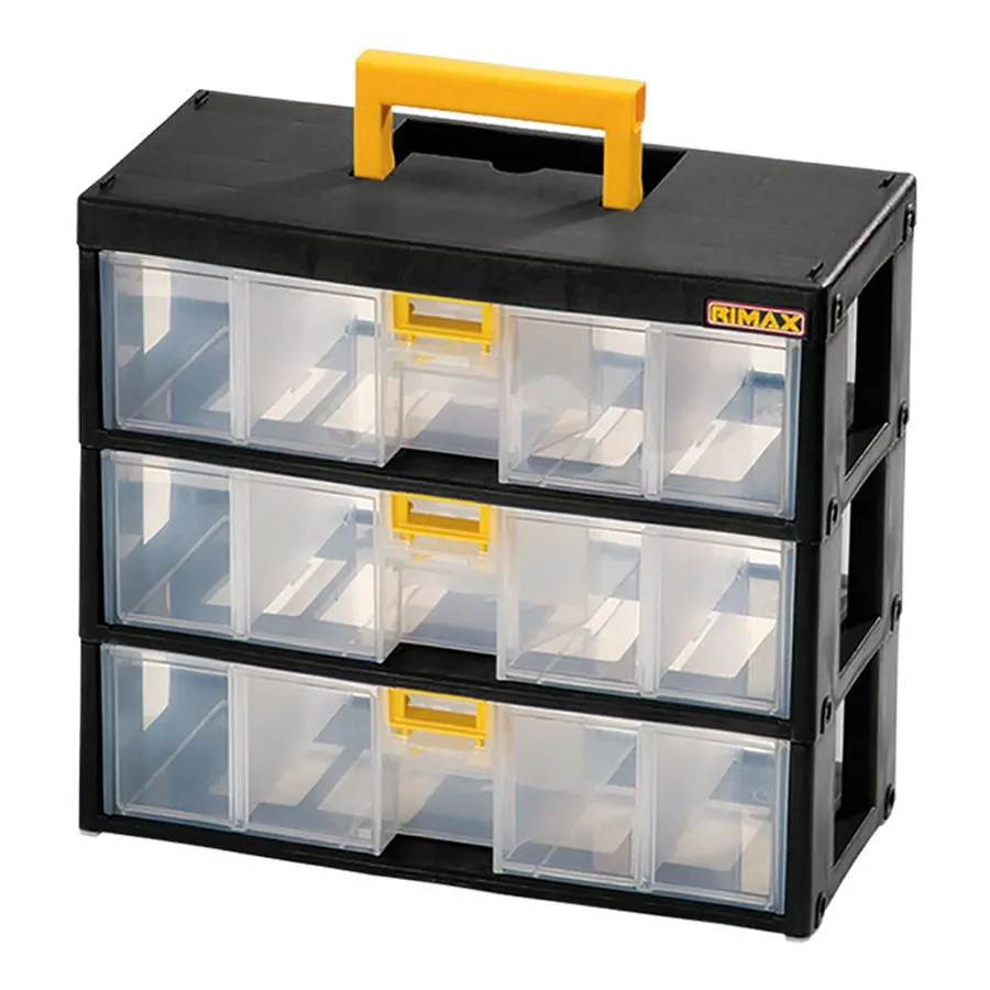 Caja organizadora Rimax modular con gavetas 3x80 mm transparente/negro