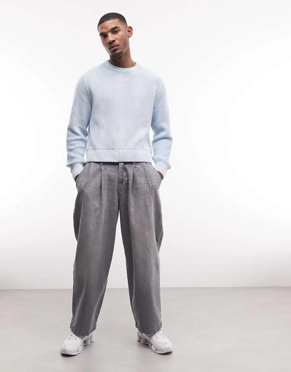 Weekday ribbed jumper in washed light blue