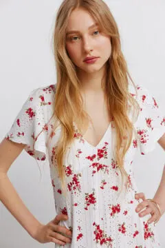 Vestido midi bordado suizo