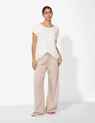 Pantaloni pigiama - Tinta unita - Beige