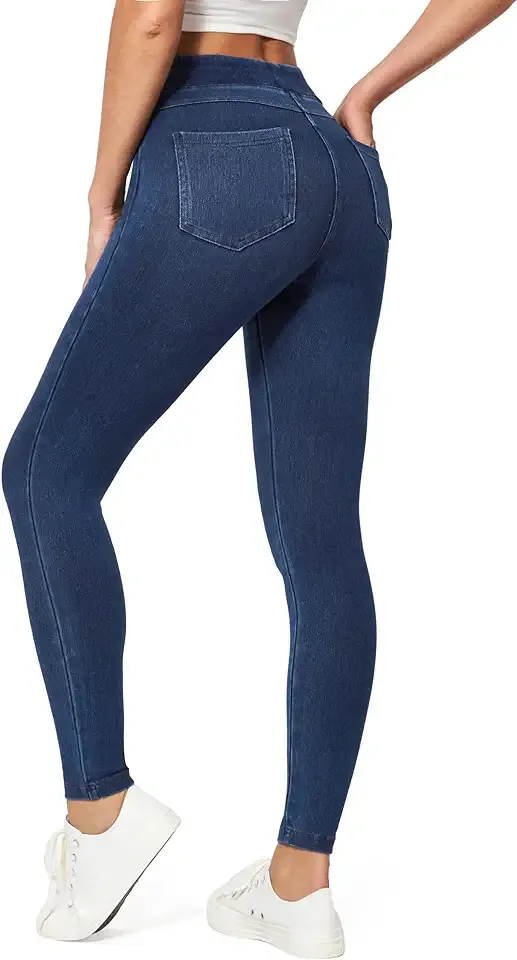 Stretchy Jeans for Women High Waist Jeggings Tummy Control Skinny Jeans Pull on Leggings with Pockets Trendy Casual