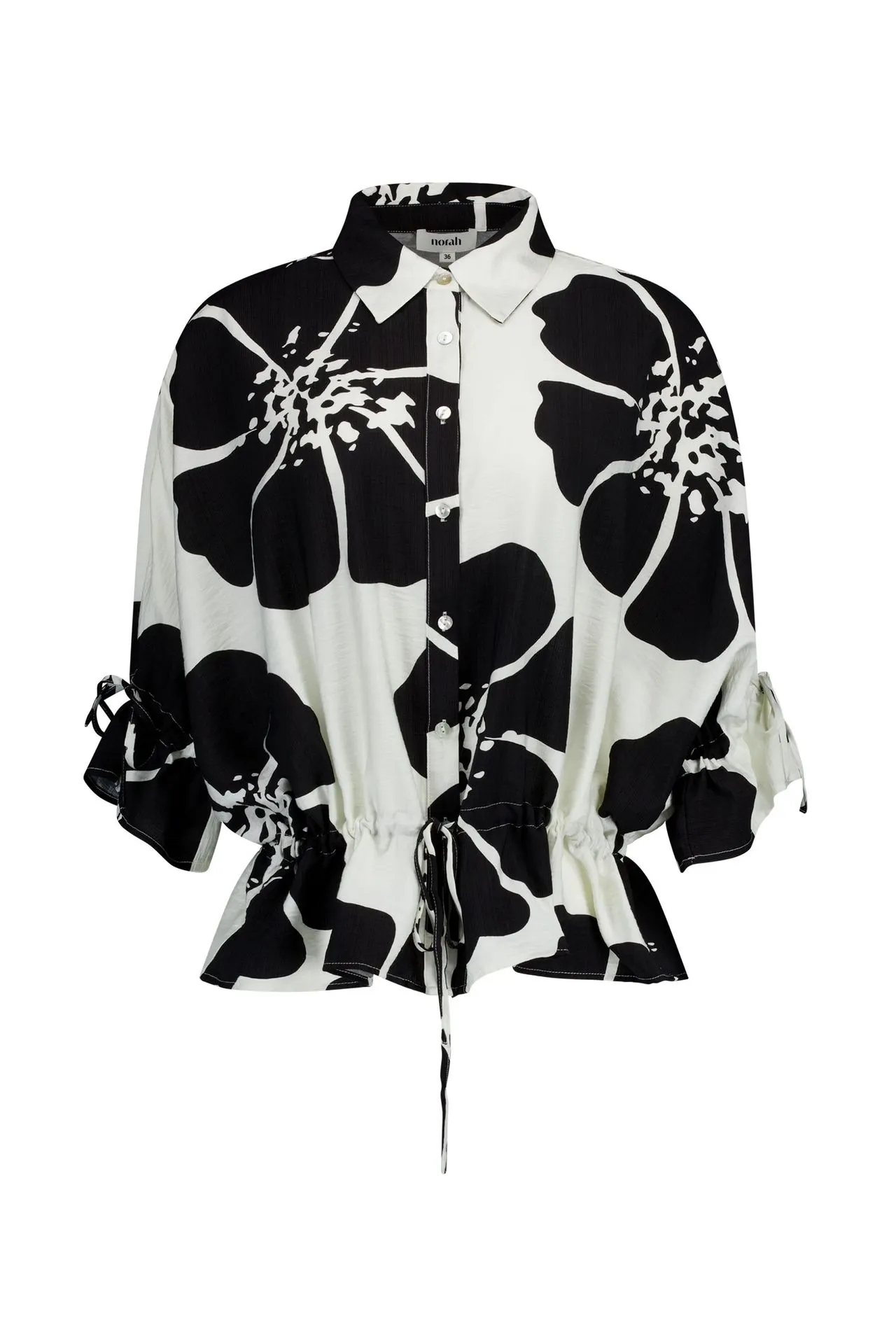 Zwart/witte blouse met bloemenprint