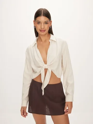 Tiffany Tie Front Long Sleeve Shirt