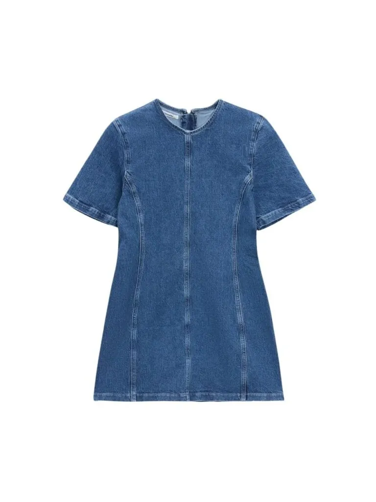 Short Denim Dress - Blå