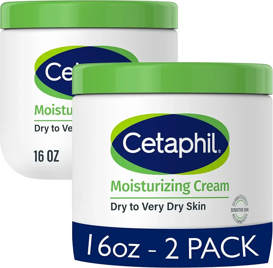 Cetaphil Face & Body Moisturizer, Hydrating Moisturizing Cream for Dry to Very Dry, Sensitive Skin, NEW 16 oz 2 Pack, Fragrance Free, Non-Comedogenic, Non-Greasy