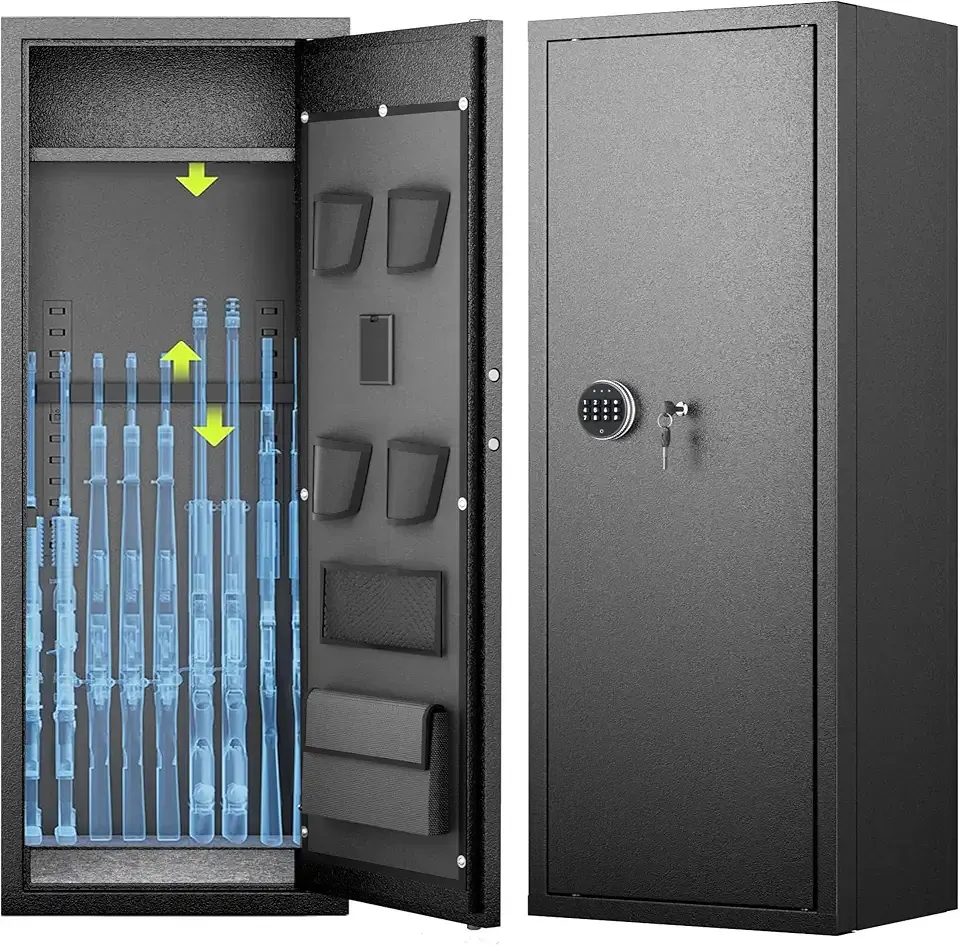Bonusall 10 Rifle Safe Home,Rifle Gun Cabinet for Rifles and Shotguns,Quick Access Rifle Safes for Home with Digital Keypad,Adjustable Shelves,Pockets