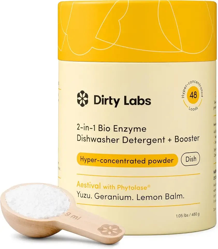 Dirty Labs | Dishwasher Detergent and Booster | Aestival Scent | 48 Loads (1 lb) | Ultra Clean, Spot Free, Quick Wash Optimized | Hyper Concentrated