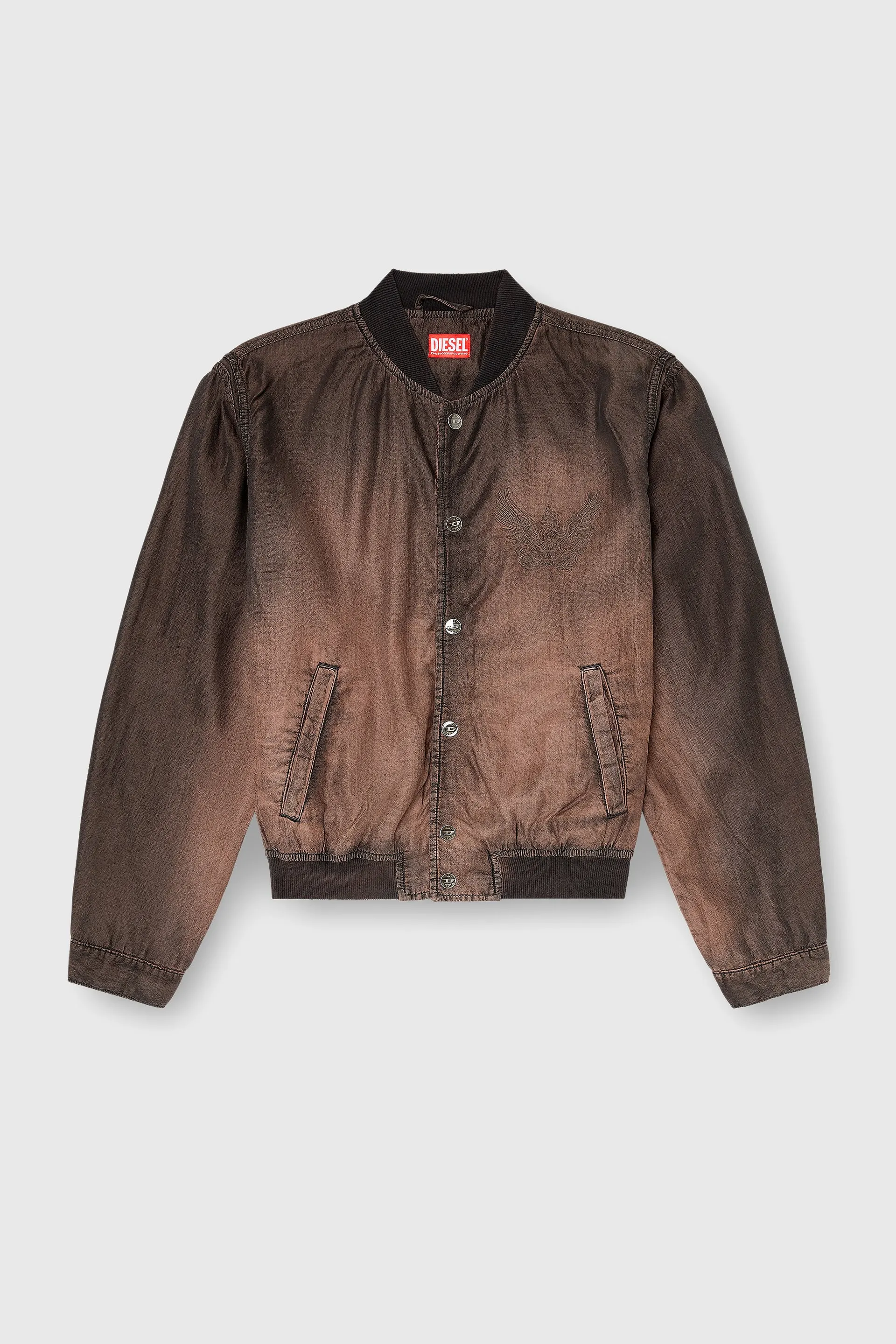 Bomber jacket in fluid coated denim