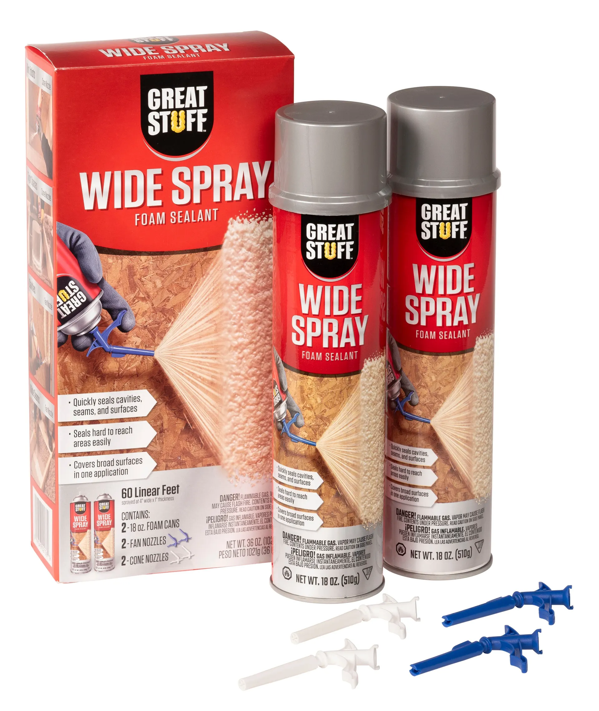 Wide Spray (2-Pack) 18-oz Spray tube Indoor Spray Foam Insulation Canister