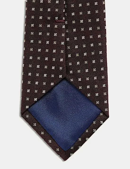 Silk Rich Geometric Tie with Wool