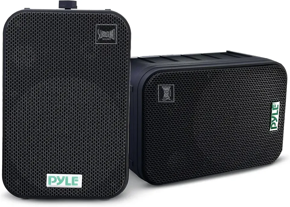 Dual Waterproof Outdoor -Speaker System - 6.5 Inch Pair of Weatherproof Wall / Ceiling Mounted -Speakers Heavy Duty Universal Mount - Use in the Pool, Patio, Indoor - Pyle PDWR50B (Black)