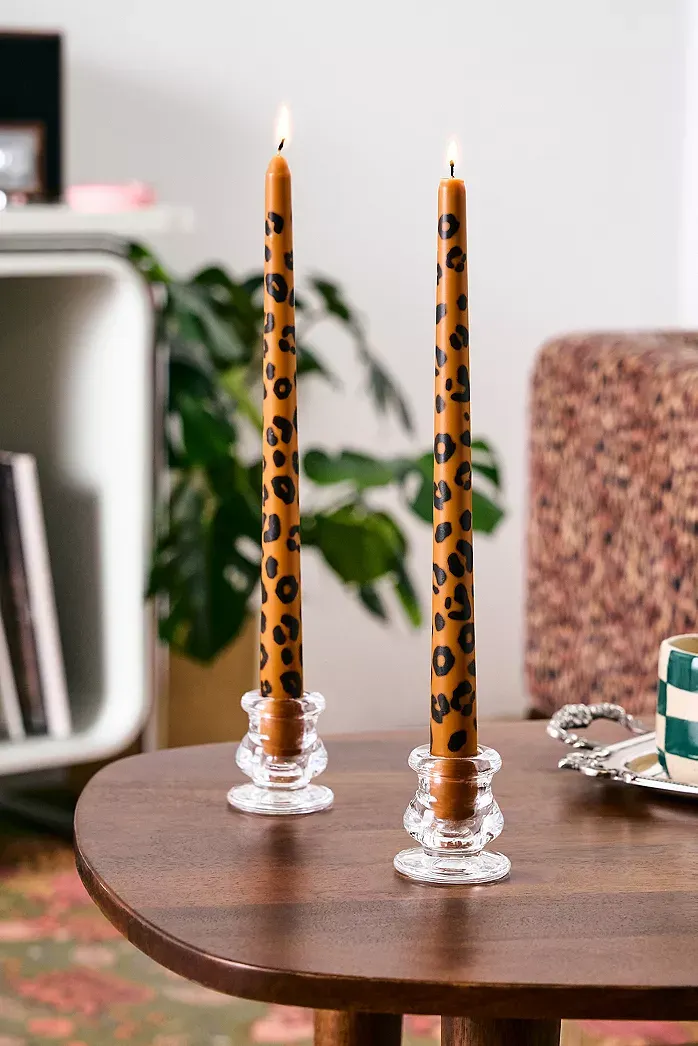 Candele Affusolate Leopardate Confezione da 2