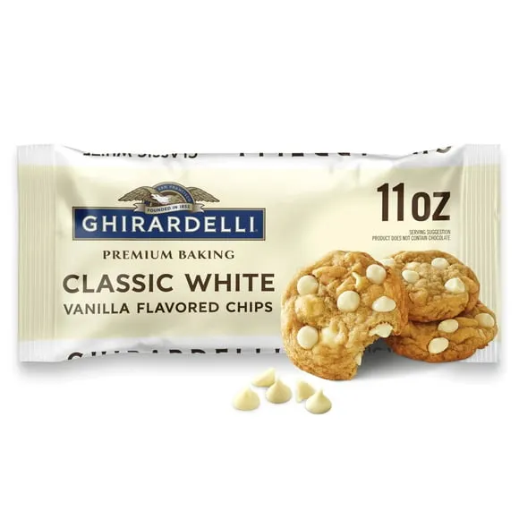 GHIRARDELLI Classic White Vanilla Flavored Premium Baking Chips, 11 oz Bag