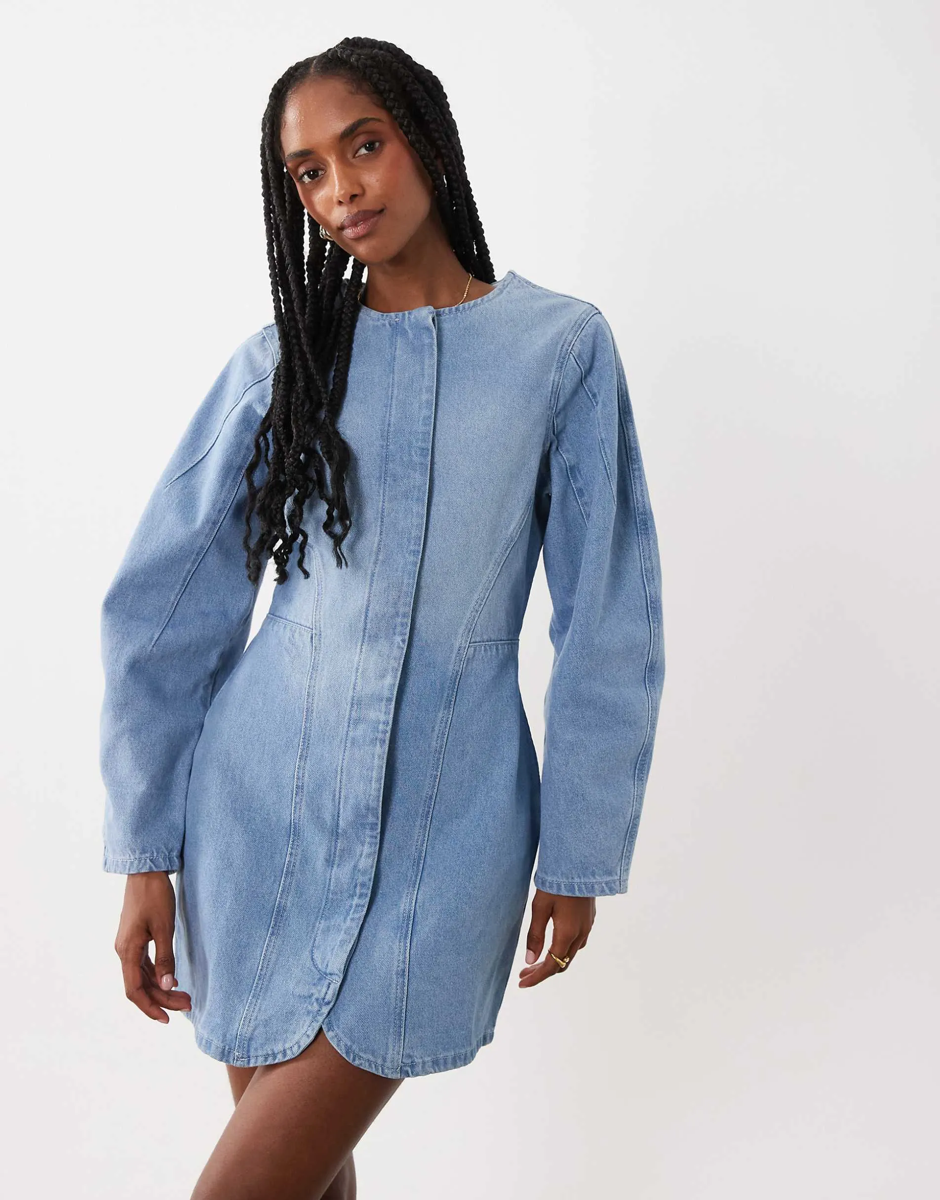 ASOS DESIGN cocoon sleeve cinch mini dress in midwash blue