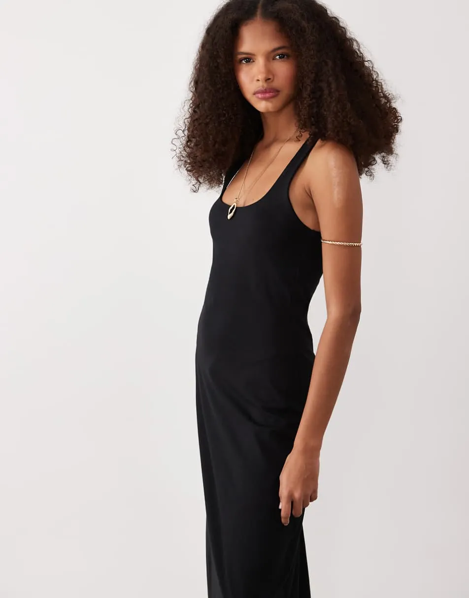 ASOS DESIGN scoop neck maxi dress in black