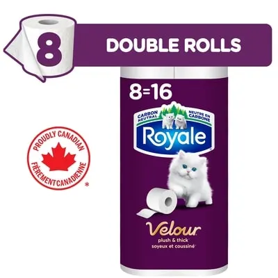 Velour Toilet Paper, 8 Equal 16 Rolls, 142 Bathroom Tissues per roll