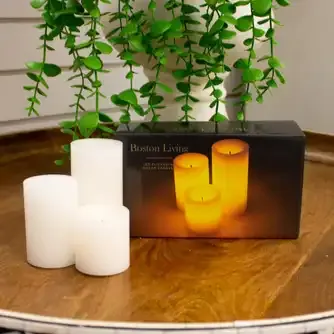 Boston Living LED Flameless Candles Straight Sided Set of 3