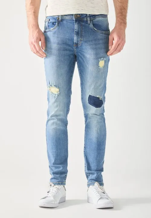 Jeans slim fit - destroyed denim