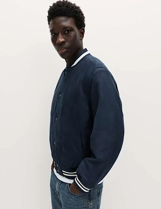 Gefütterte Bomberjacke in Wildlederoptik