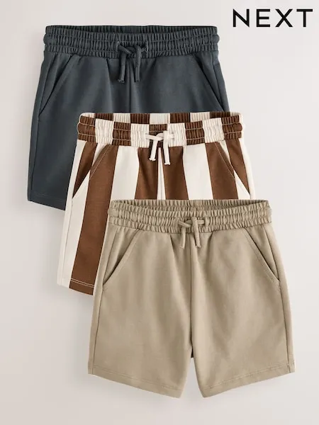 Brown/Cream Jersey Shorts 3 Pack (3mths-7yrs)