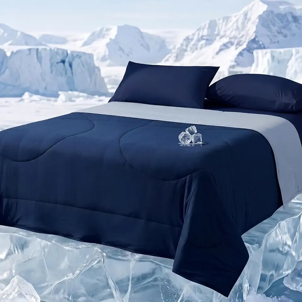 Breescape Cooling Comforter Queen Size - BlendTek Q-Max>0.5 Tech, Breathable Blanket for Hot Sleepers & Night Sweats, Reversible Quilt, Premium Lightweight Summer Bedding, 90x90 Inches
