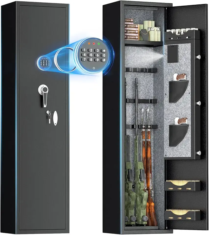 INTERGREAT 4-6 Rifle Gun Safe with Light, Long Gun Safes for Rifles and Shotguns, Quick Access Rifle Safe for Home Rifles and Pistols, Fully Assembled