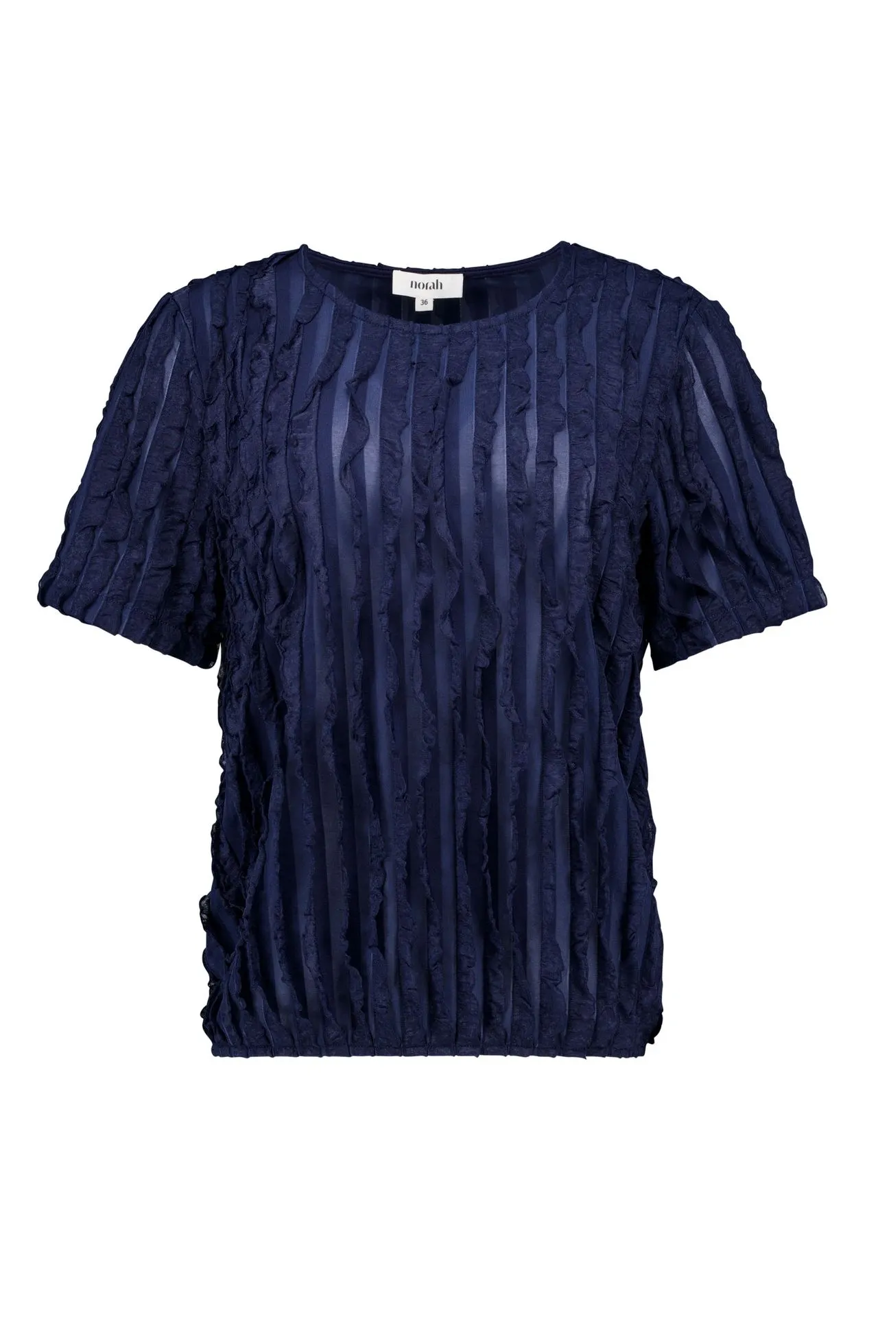 Donkerblauw shirt met ruches