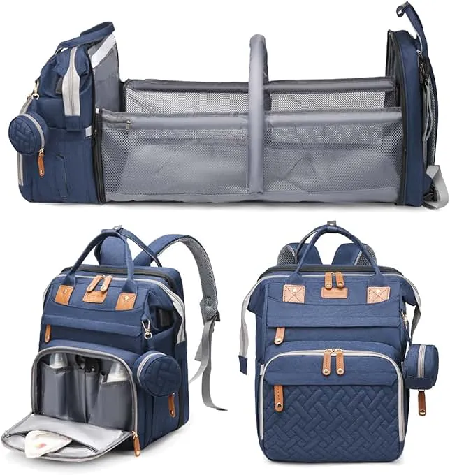 Jeryswet Baby Diaper Bags with Changing Station, Waterproof Large Capacity Diaper Bag Backpack for Moms Dads with USB Charging Port and Stroller Straps, Baby Shower Gifts, Blue