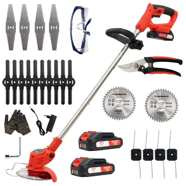 Tagliaerba e decespugliatore senza fili, batteria doppia 21V, triplo ripiegamento per giardino