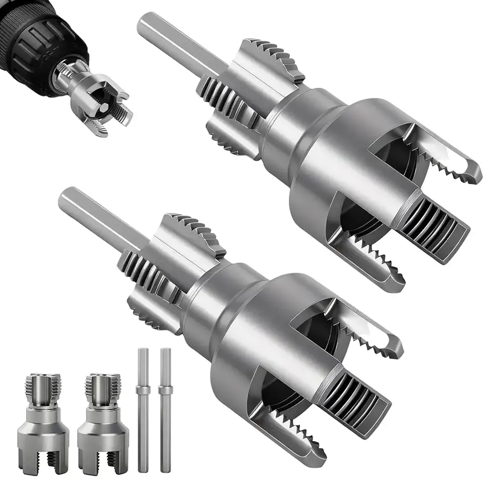2PCS Pipe Threading Tool, 1/2" & 3/4" Dual-Function Internal & External Pipe Threader Kit, Alloy Steel Thread Cutting Tool for Water Pipes, Electric Drill Compatible, Fast DIY Plumbing Solution