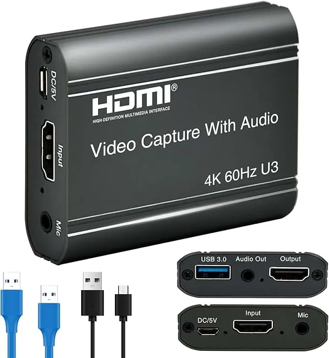 ORIVISION 4K Video Capture Card, HDMI to USB 3.0 with Loopout for Nintendo Switch, 1080p 60fps Game Capture Device with Audio Output for Streaming, Xbox/PS4/PS5/PC, VLC/OBS/Amcap