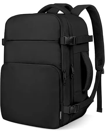 ZOMFELT Travel Backpack for Women Men, Carry on Backpack, TSA 15.6 inch Laptop Backpack Flight Approved, Personal Item Travel Bag Nurse Bag Casual Daypack for Weekender Business Trip, Black