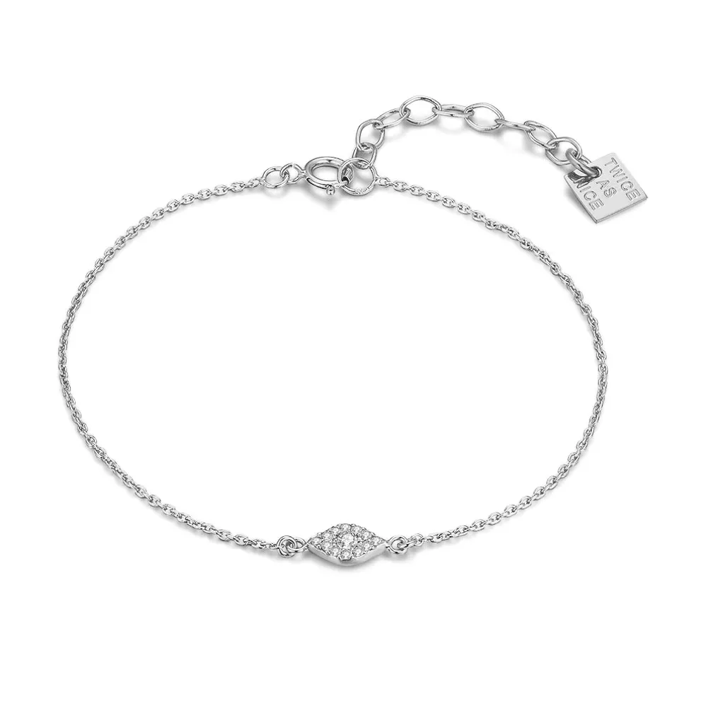 Armband in zilver, ovale zirkonia