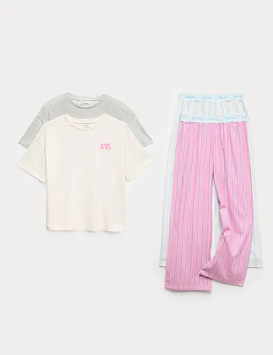 2 Pack Cotton Rich Striped Pyjama Sets (6-16 Years)