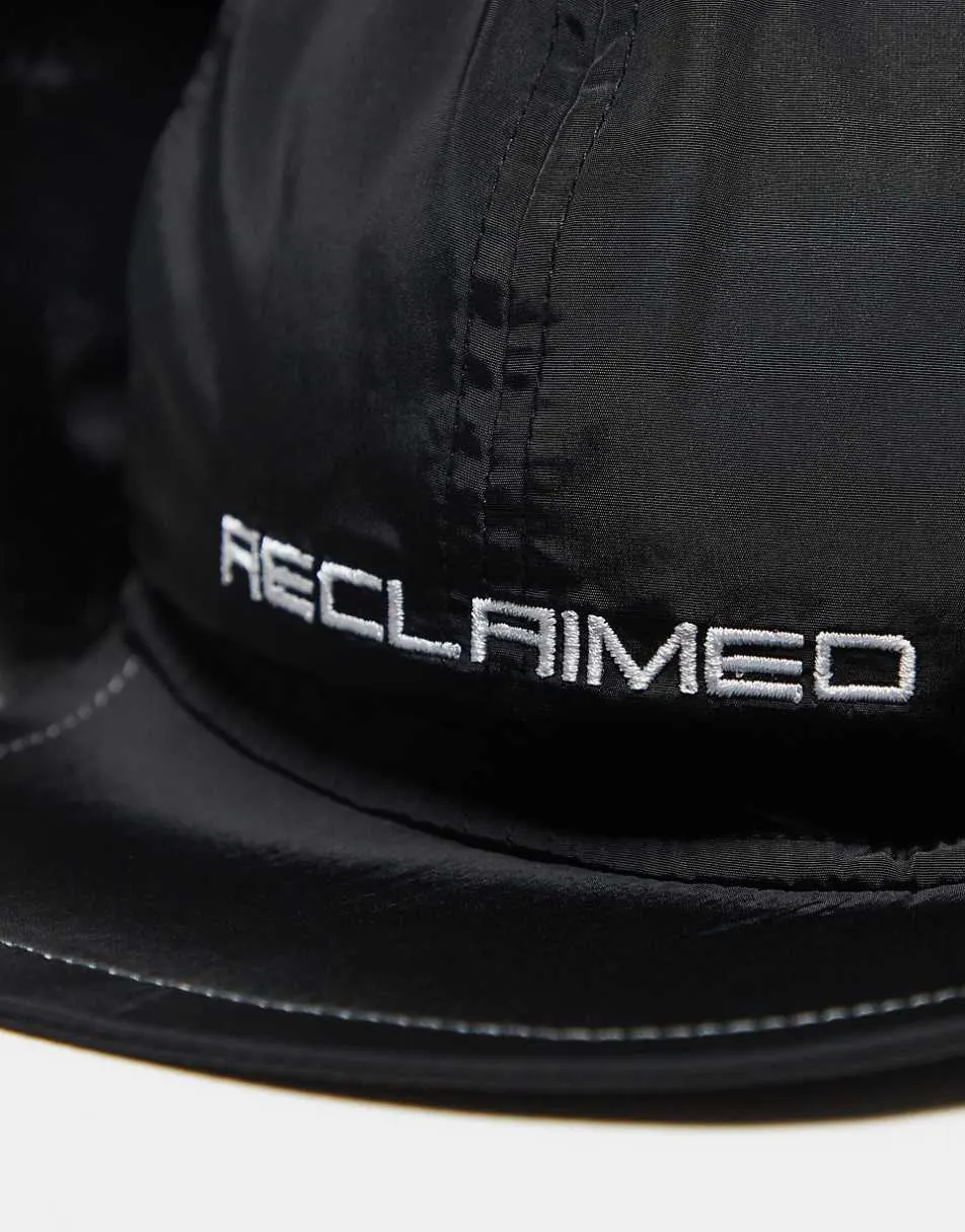 Reclaimed Vintage unisex nylon cap with faux fur in black