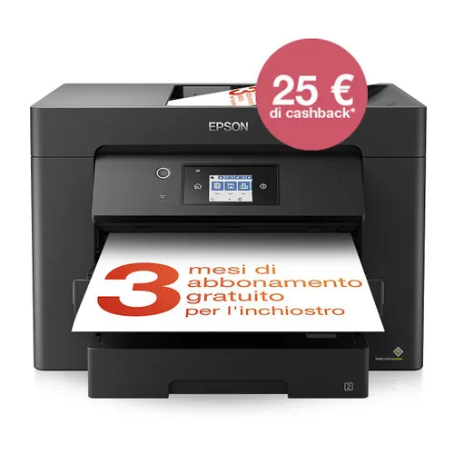 EPSON - Stampante inkjet multifunzione A3 WorkForce WF-7830DTWF, 3 mesi inchiostro gratuito con ReadyPrint, 25 € cashback*