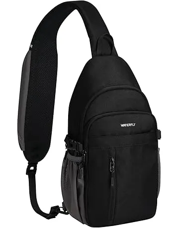 WATERFLY Small Crossbody Sling Bag: RFID Sling Backpack Chest Bag Travel Shoulder Multiple Pockets Hiking Daypack for Man Woman