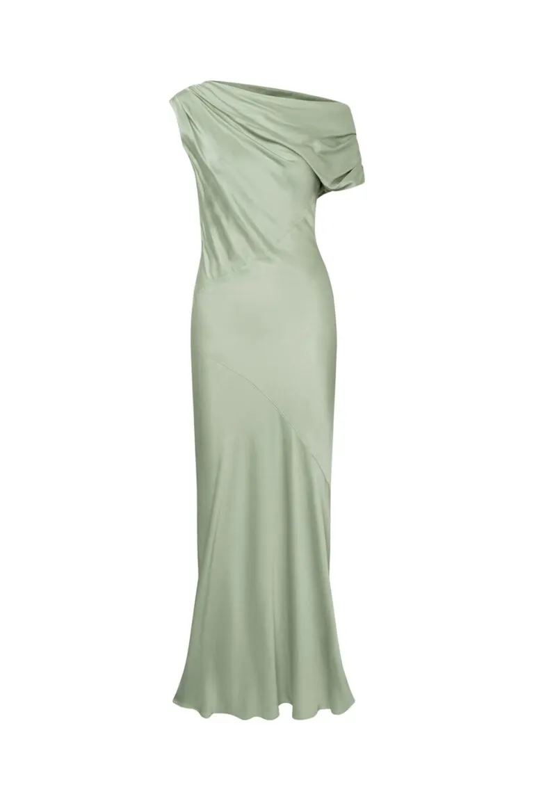 Vanessa Satin Dress - Lysegrønn