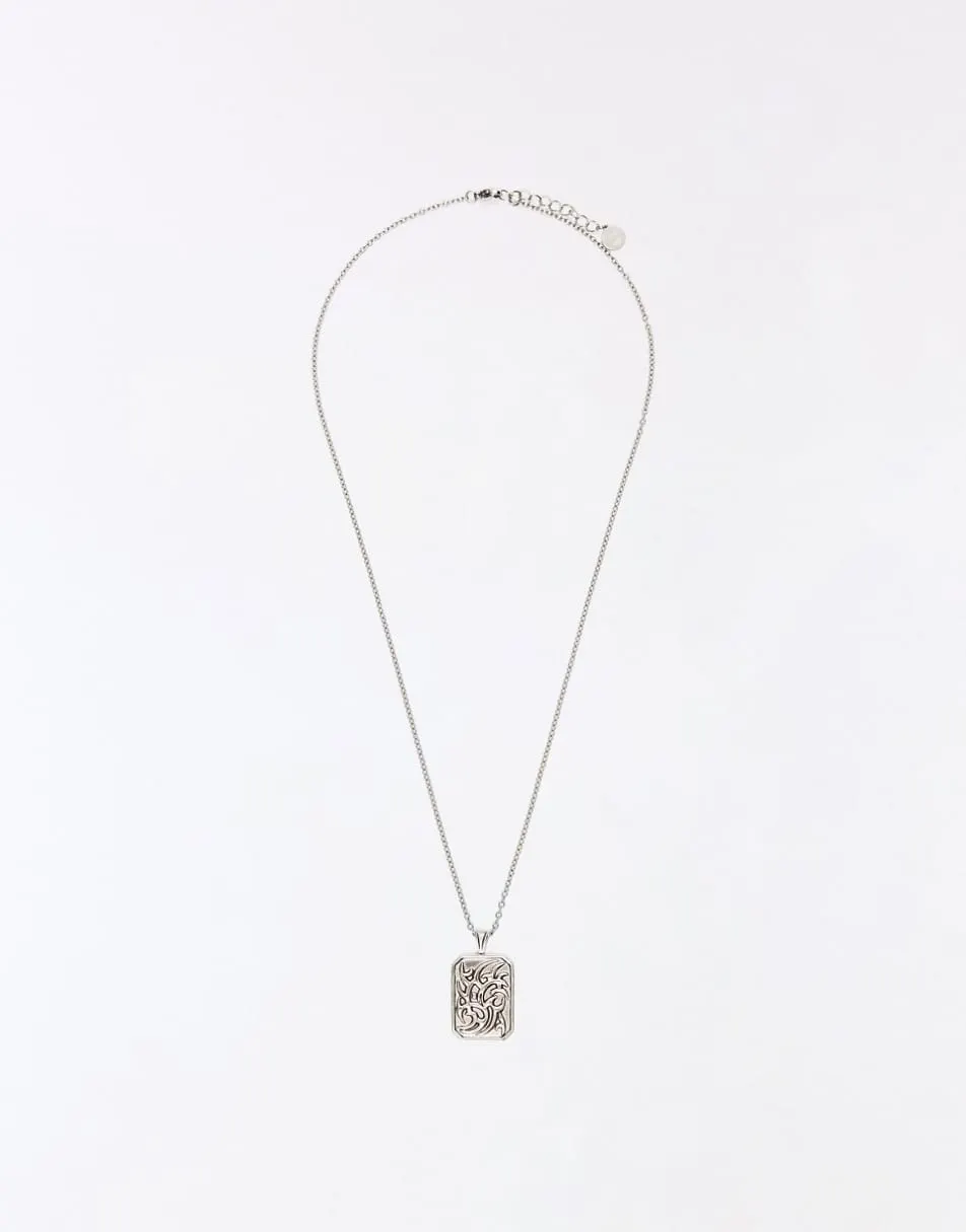 Bershka Steel pendant necklace in silver