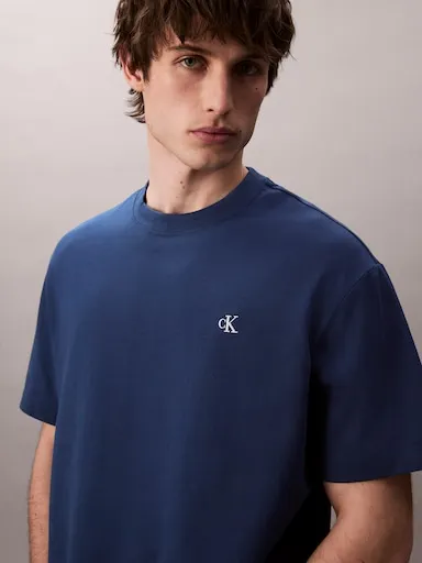 Calvin Klein Archive Logo Crewneck Tee In Blue Jean