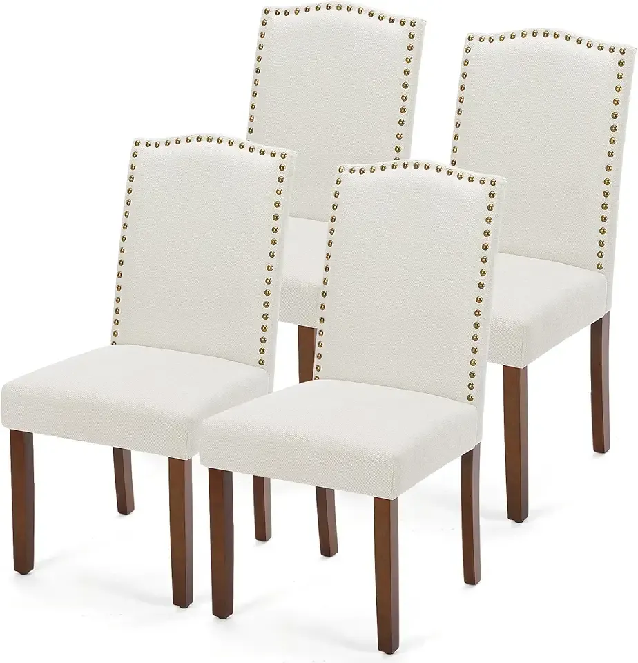 DUMOS Dining Chairs Set of 4, Moden Kitchen Table Chairs with Wooden Legs and Padded Seat for Dining Room/Kitchen/Living Room/Restaurant, Beige
