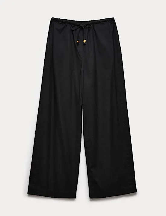 Strandhose mit hohem Baumwollanteil, Kordelzug und Perlen