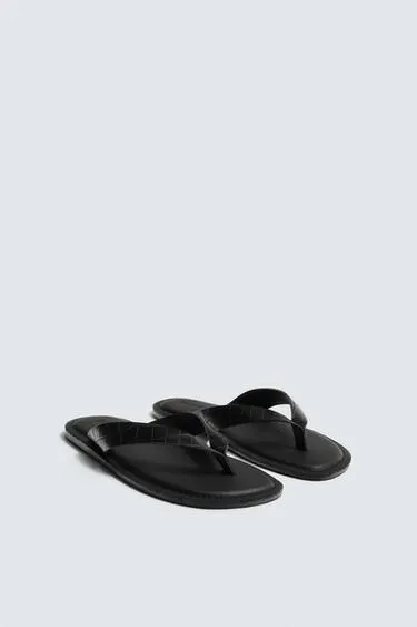 CROCODILE EMBOSSED STRAPPY SANDALS