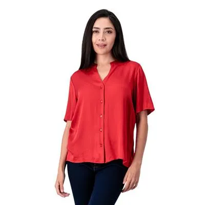 Blusa Mxstaza Mujer Manga Corta Con Botones