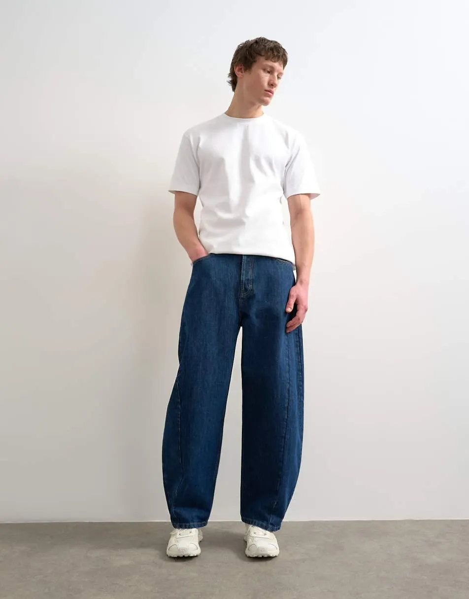 Topman rigid barrel jean in dark wash